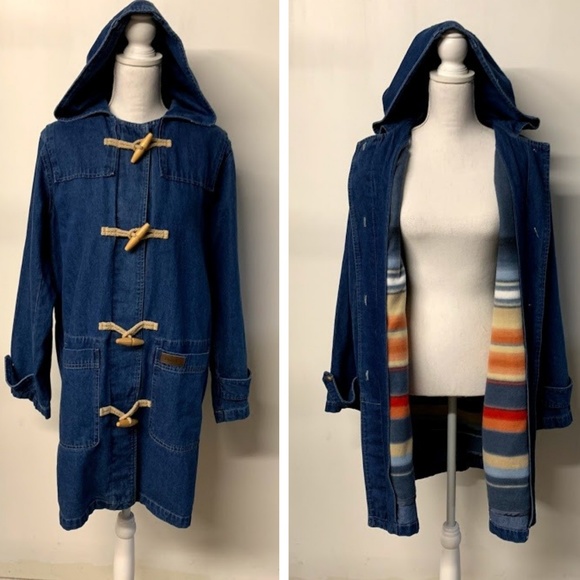 Denim&Co Jackets & Blazers - Vintage Denim & Co Hooded Denim Duffel Jacket